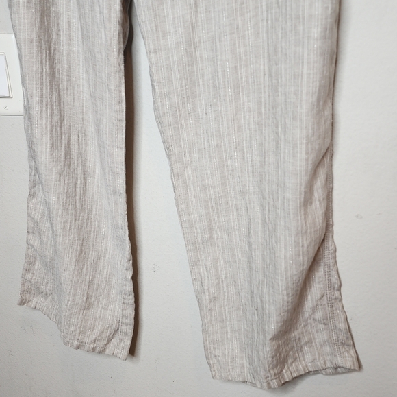 M&S Love Linen Grey Silver Stripe Flowy Pull On Pants. Women's size 12 long. - Picture 17 of 17